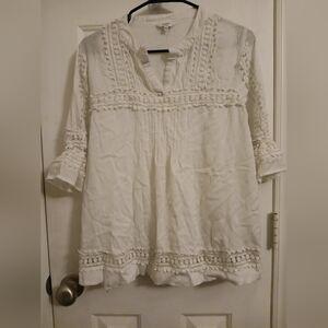 Womans Crown & Ivy White Top 3/4 Sleeve Size Large